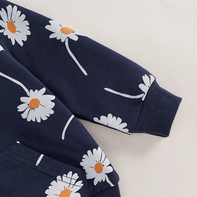 Daisy Flower Hooded Jogger Set