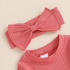 Solid Ribbed Romper & Headband