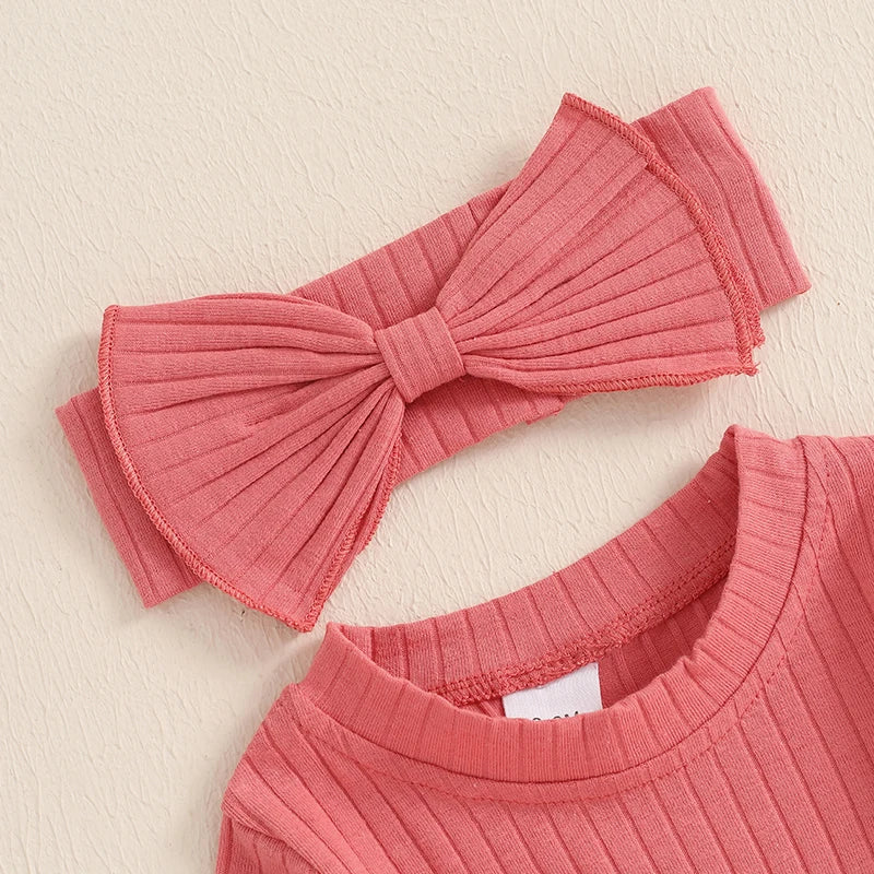 Solid Ribbed Romper & Headband