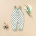 Knitted Checkered Pocket Romper