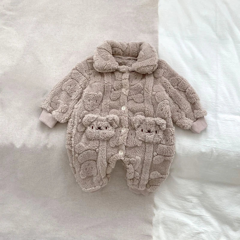 Winter Plush Teddy Bear Romper