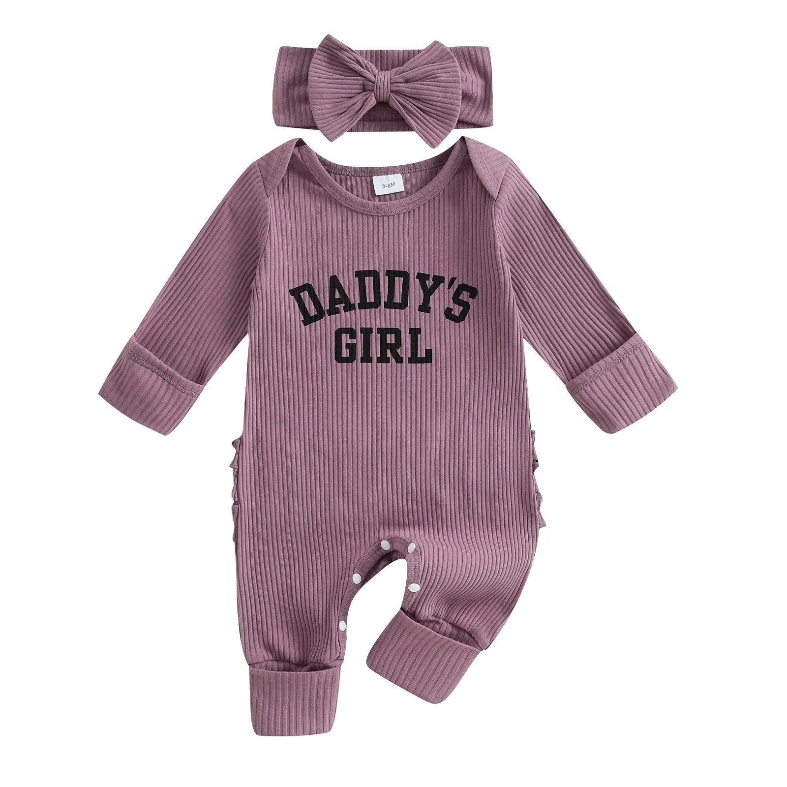 Ruffled Ribbed Daddy's Girl Onesie & Headband