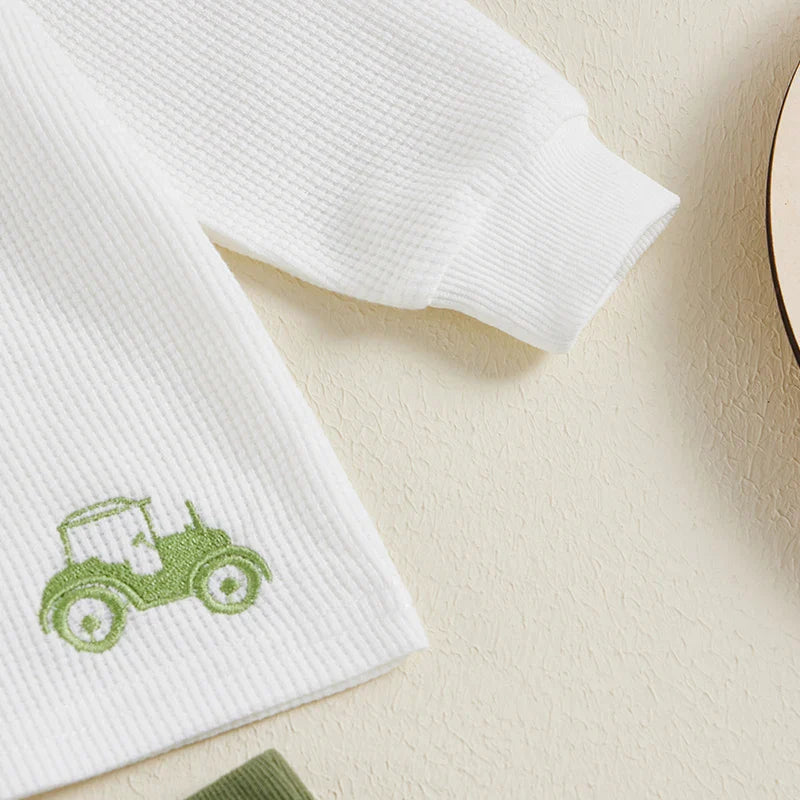Button Tractor Boy Outfit