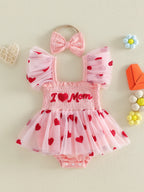 "I Love Mom" Baby Girl Tulle Dress & Headband Set