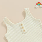 Solid Ribbed Button Tank & Shorts