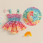 Patterned Summer Romper Dress & Hat