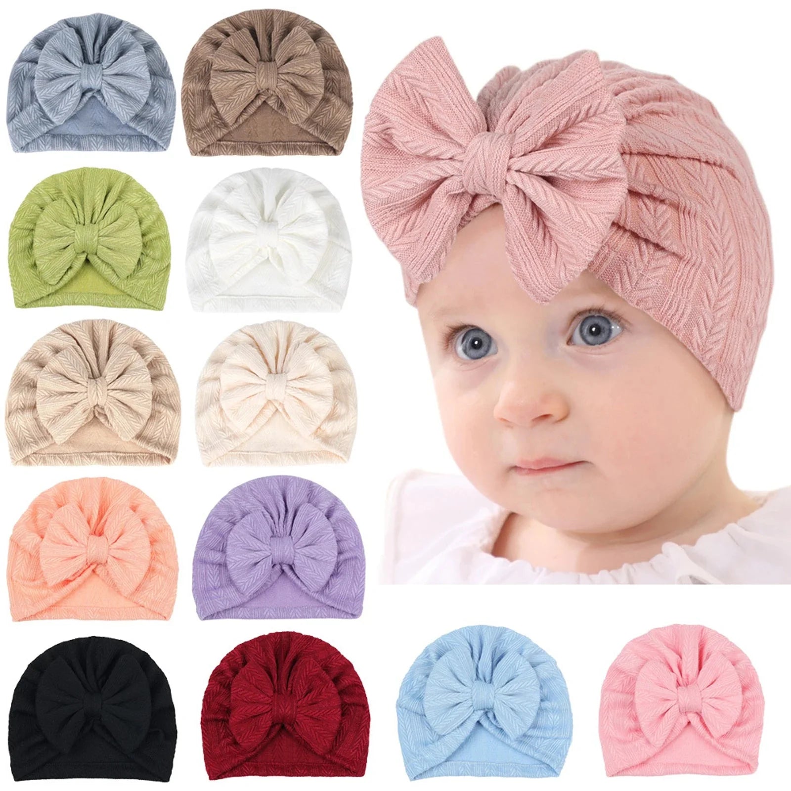 Solid Knit Bow Hat