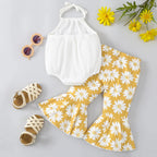 Halter Onesie & Floral Bell Bottoms Outfit