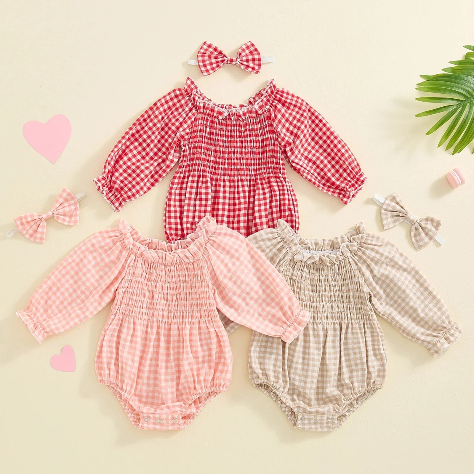 Ruffled Plaid Romper & Headband