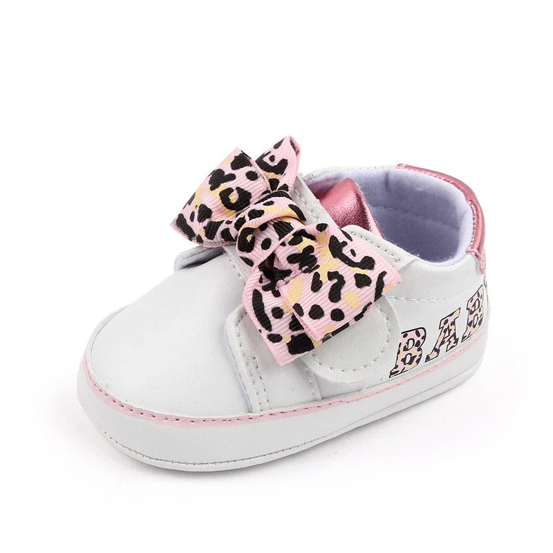 Leopard Bow Baby Sneakers