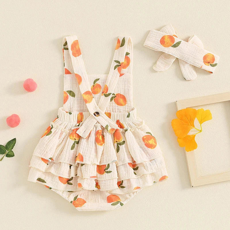 Sweet Peach Ruffled Romper & Bow