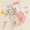 Polka Dot Ribbed Ruffles Outfit & Headband