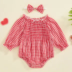 Ruffled Plaid Romper & Headband