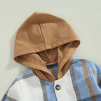 Plaid Hoodie Top with Solid Pants