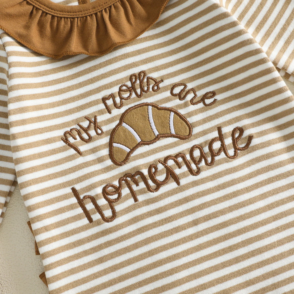 Baby Girl Thanksgiving Croissant Ruffle Romper