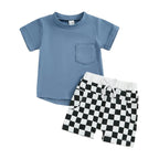 Pocket T-shirt & Checkered Shorts
