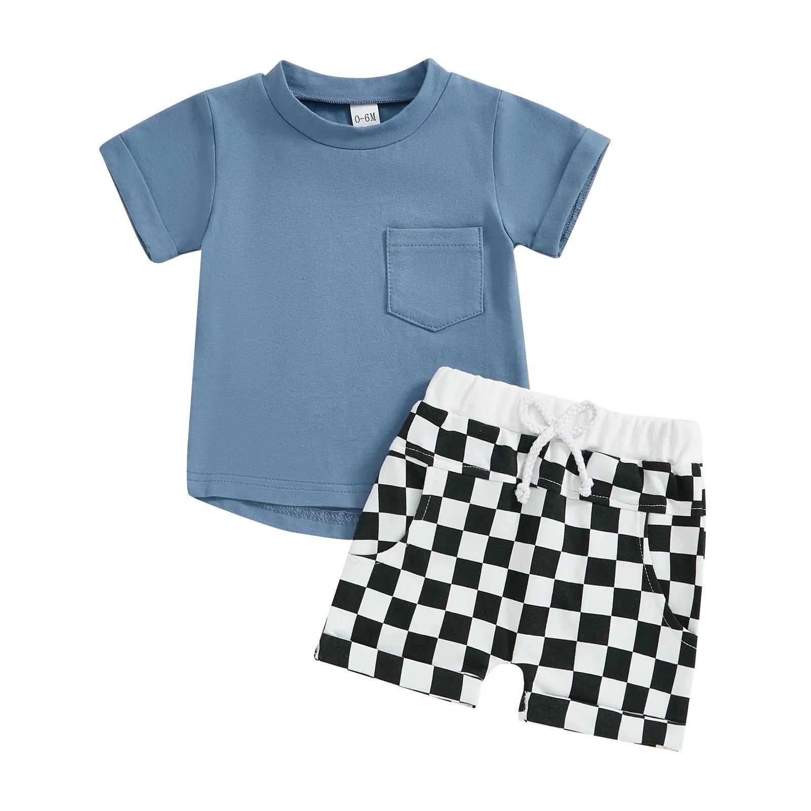 Pocket T-shirt & Checkered Shorts