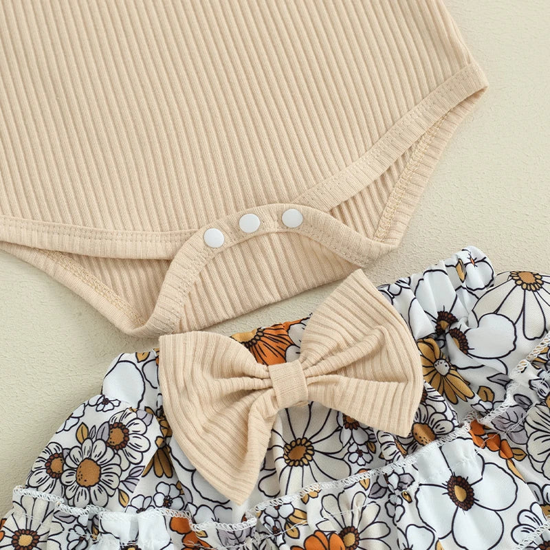Ribbed Ruffle Onesie Skirt Outfit