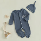 Hello I'm New Here Ribbed Footie Onesie & Hat