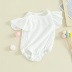 Solid Ruffled Fly Sleeve Onesie