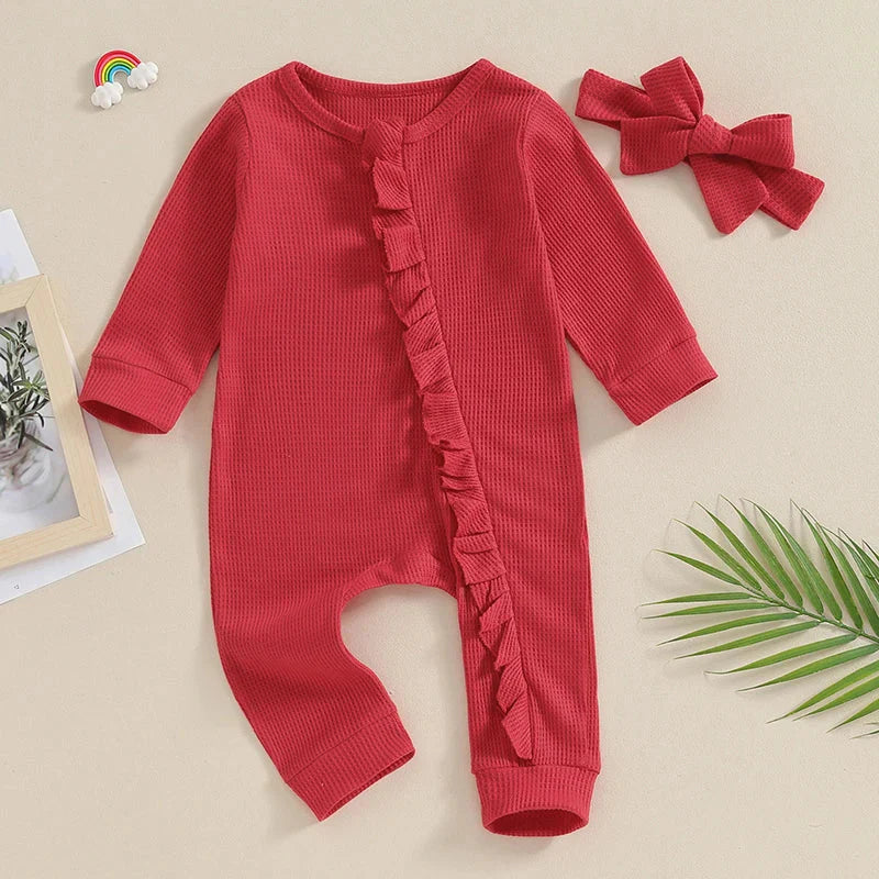 Ribbed Ruffles Onesie & Bow
