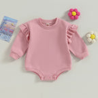 Solid Ruffle Long Sleeve Onesie