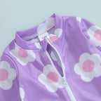 Purple Flower Swimsuit & Hat