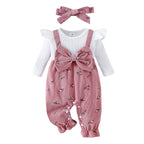 Baby Girl Floral Bow Jumpsuit & Headband Set