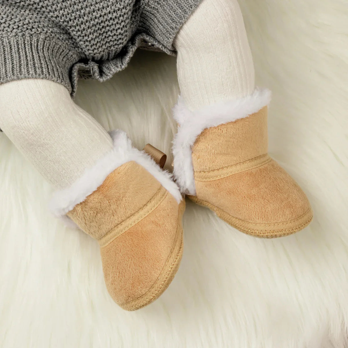 Back Bow Plush Boots