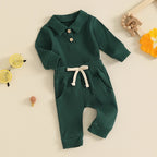 Solid Ribbed Collared Button Outfit