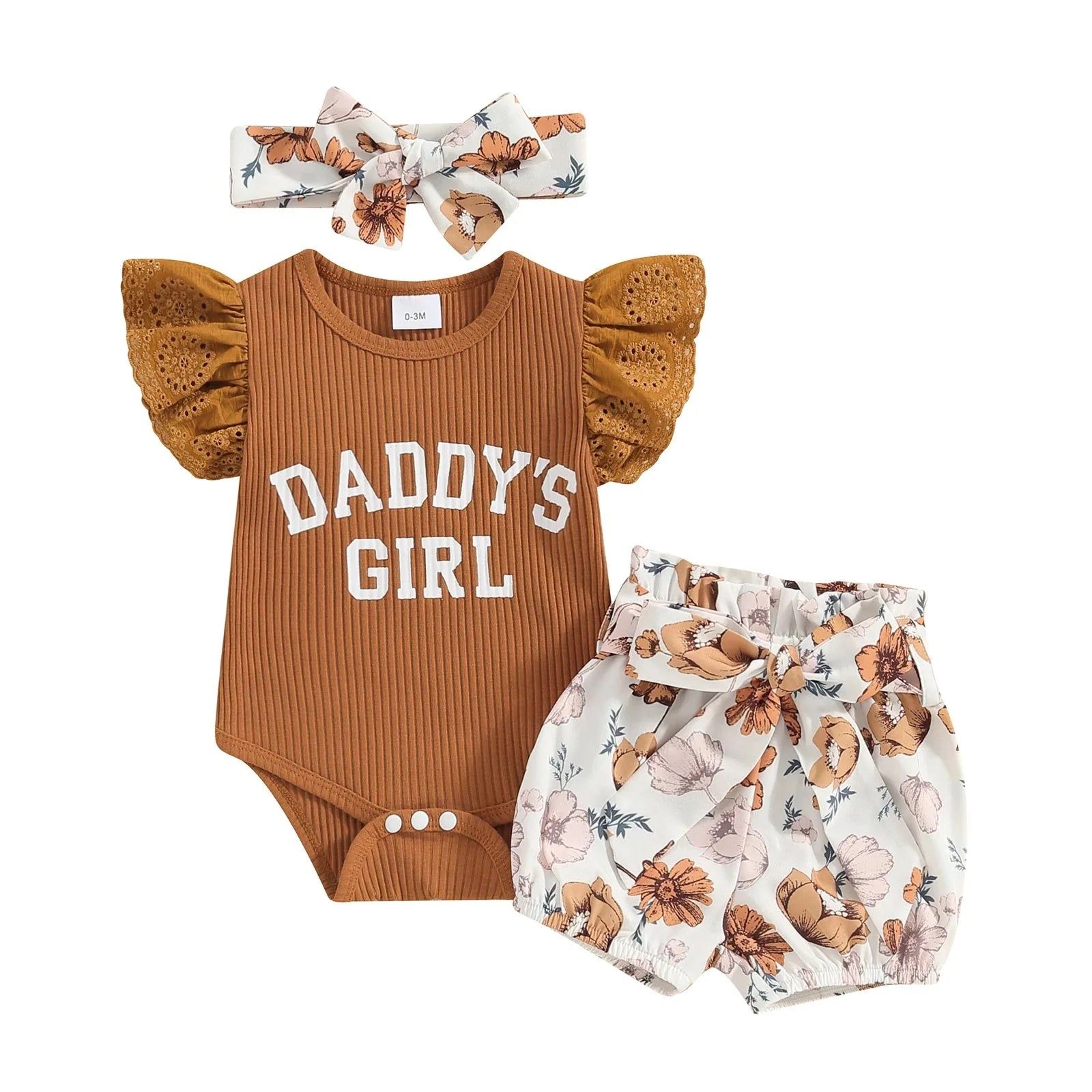 Daddy's Girl Floral Shorts & Bow Outfit