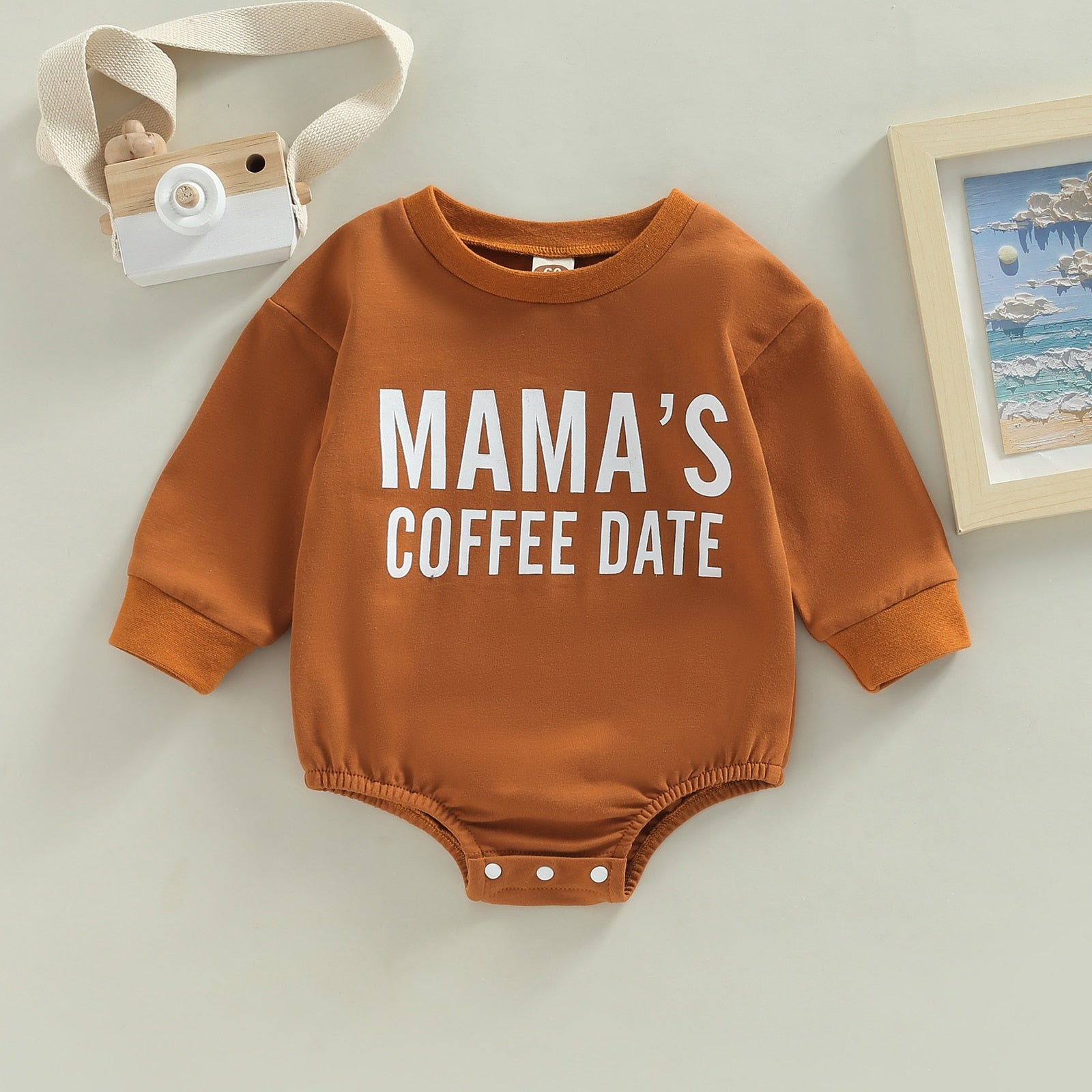 Mama's Coffee Date Long Sleeve Onesie
