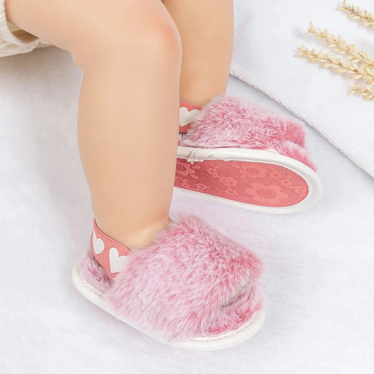 Fluffy Heart Sandals