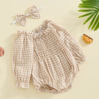 Ruffled Plaid Romper & Headband