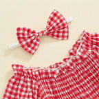 Ruffled Plaid Romper & Headband