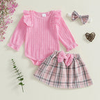 RaeAnn Ruffle Plaid Skirt Outfit & Headband