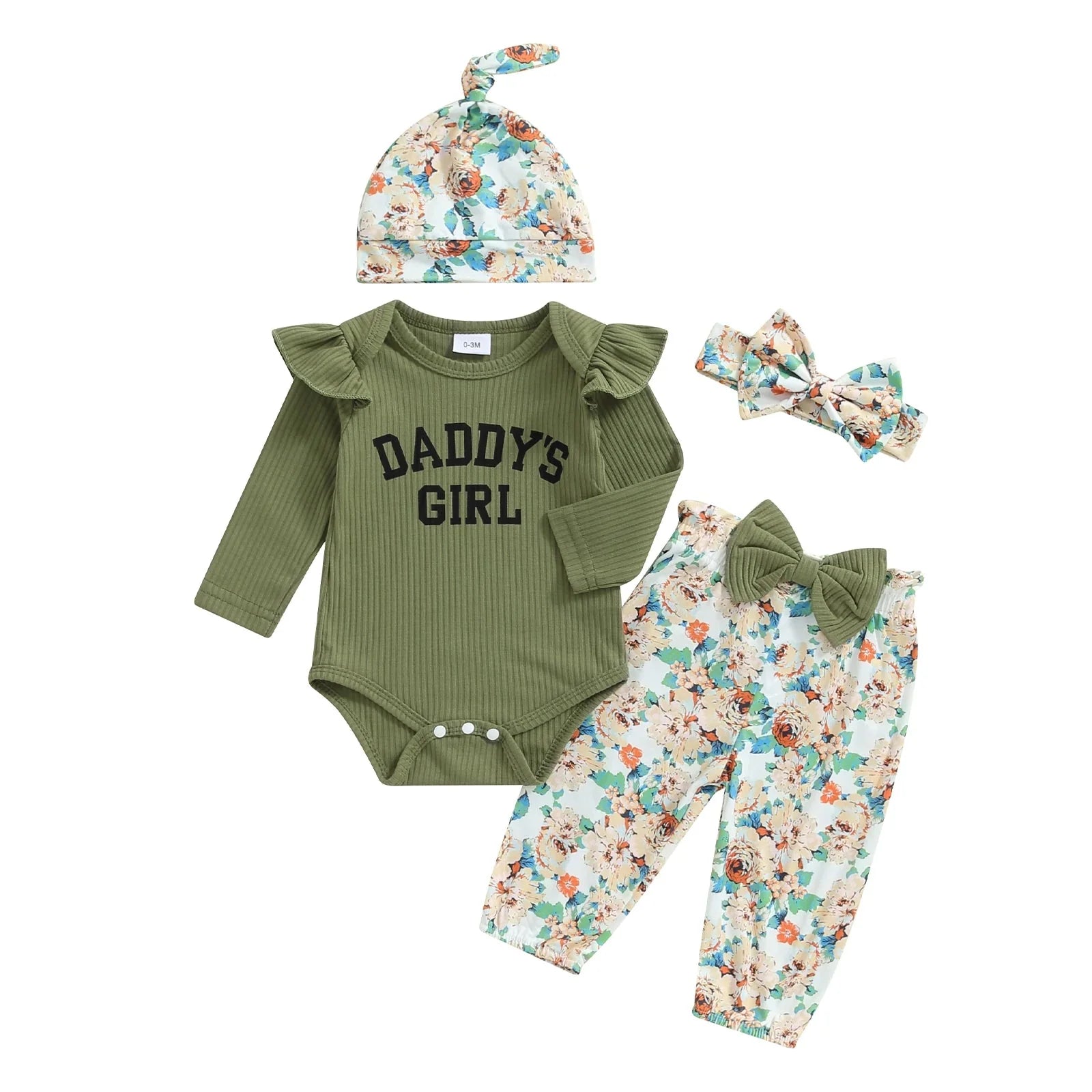 Floral Daddy's Girl Outfit with Hat & Headband