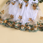 Floral Embroidered Bow Dress & Headband