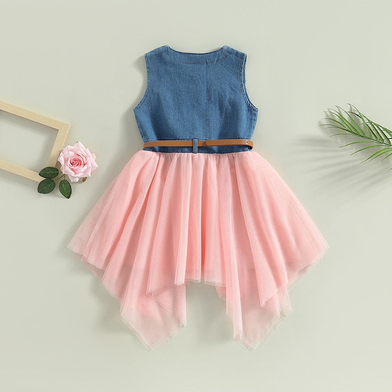 Sleeveless Denim Belt Cowgirl Dress