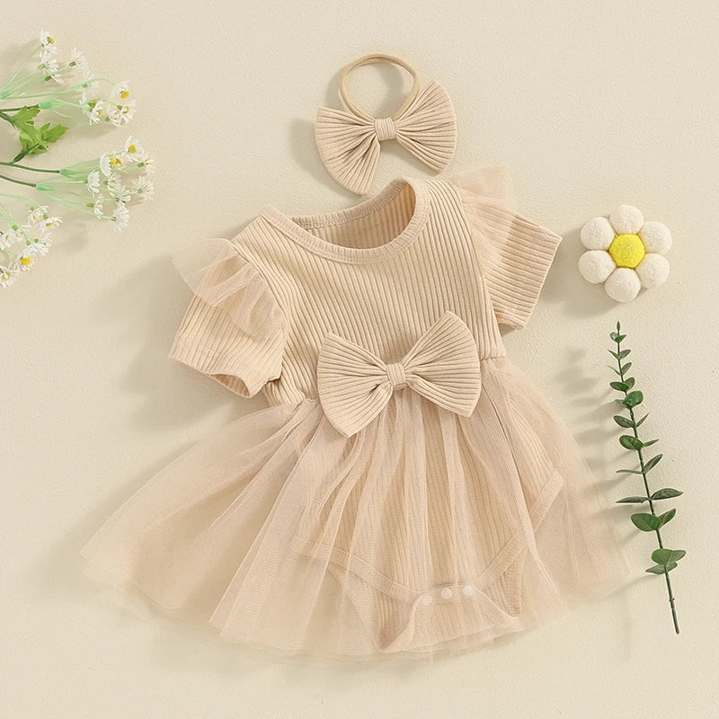 Solid Ribbed Tutu Dress & Headband