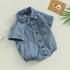 Collared Denim Romper