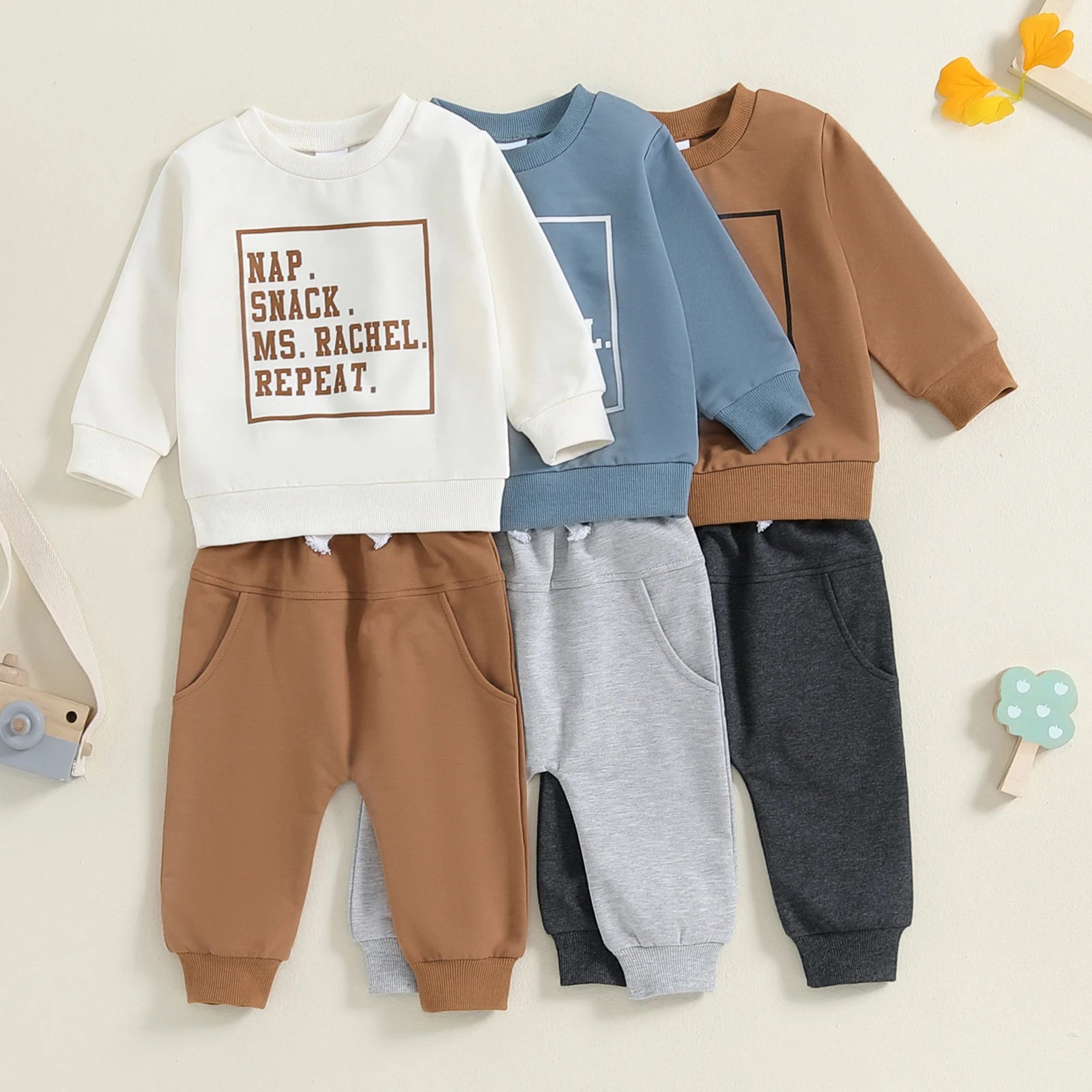 "Nap Snack Repeat" Baby Sweatshirt & Jogger Set