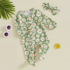 Ruffled Daisy Footie Onesie & Bow
