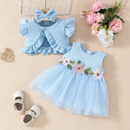 Flower Dress with Cardigan & Headband