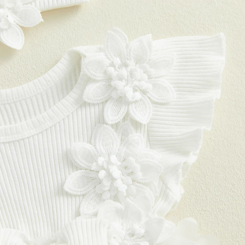 Ribbed Butterfly Flower Dress