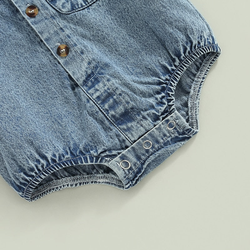 Collared Denim Romper