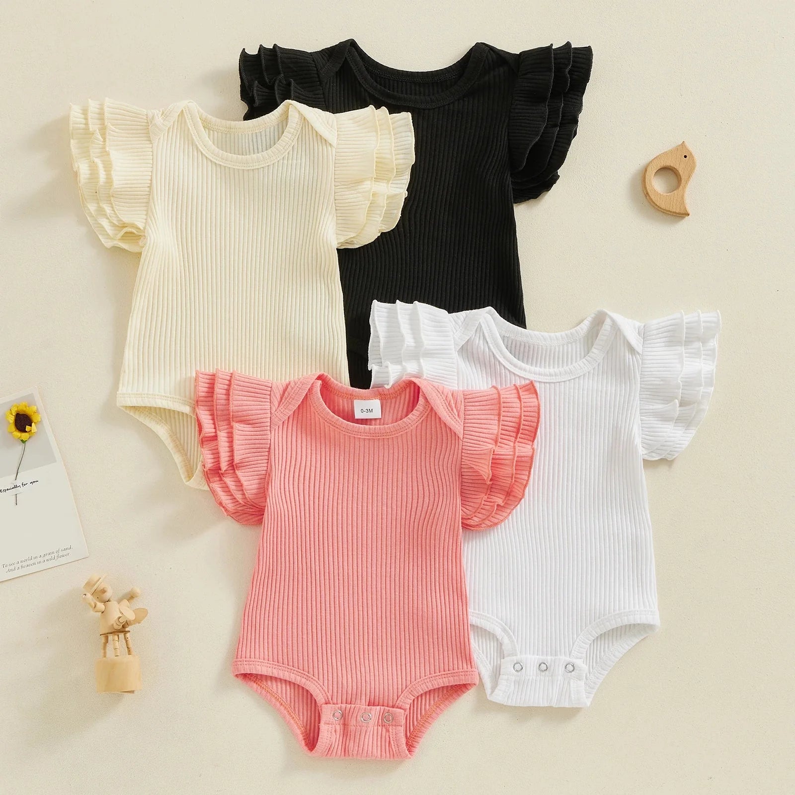 Ribbed Ruffles Solid Onesie