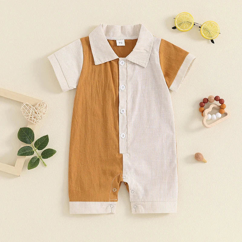 Collar Stripes Romper