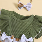 Floral Embroidered Bow Dress & Headband