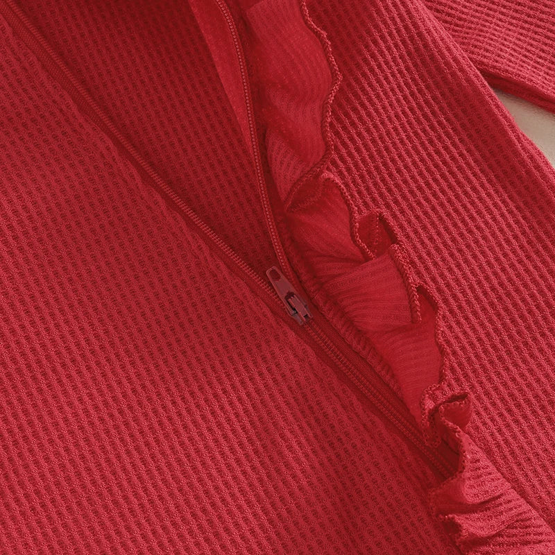 Ribbed Ruffles Onesie & Bow
